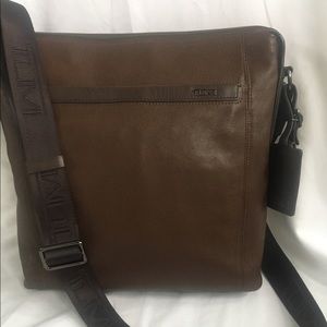 TUMI designer Venezia Leather Crossbody in Walnut